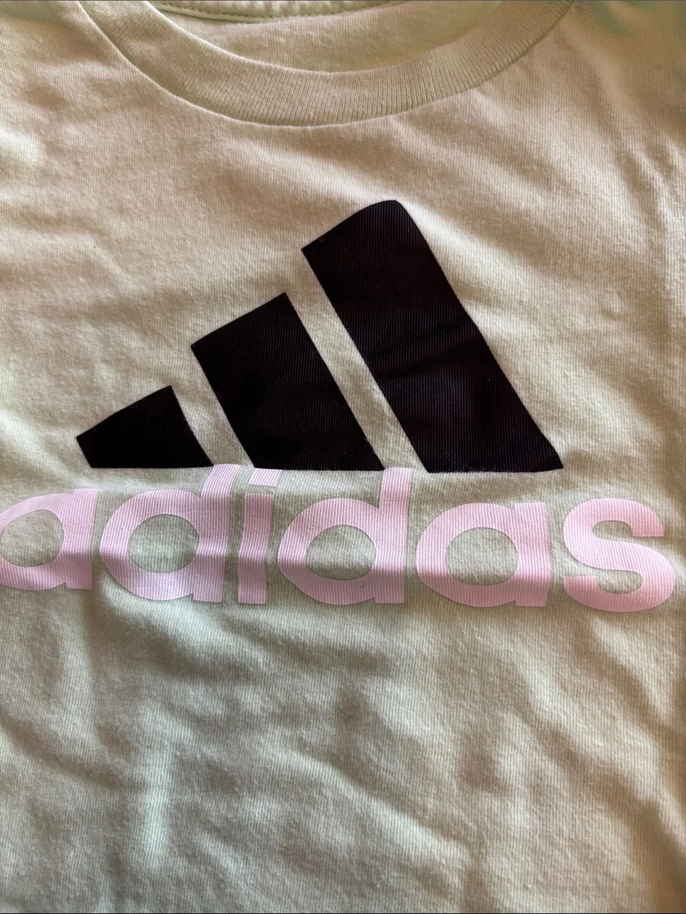 adidas Light Green Logo Tee with Black Shorts